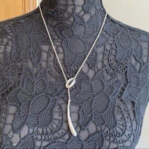 Robert Lee Morris 925 Silver Minimalist Tear Drop Lariat Chain Necklace NWOT